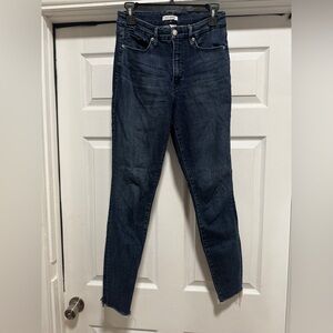 Good American Good Legs skinny stretch blue jeans 10 frayed hem